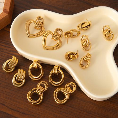 Edelstahl Tropfen Ohrring, 304 Edelstahl, 18K vergoldet, verschiedene Stile für Wahl & für Frau & hohl, verkauft von Paar