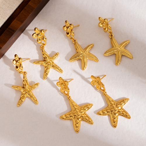 Edelstahl Tropfen Ohrring, 304 Edelstahl, plattiert, verschiedene Stile für Wahl & verschiedene Muster für Wahl & für Frau, goldfarben, verkauft von Paar