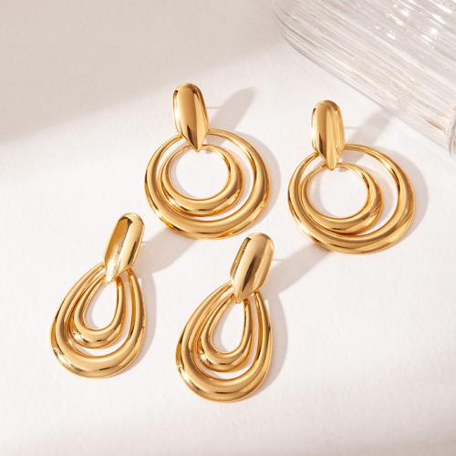 Edelstahl Tropfen Ohrring, 304 Edelstahl, plattiert, verschiedene Stile für Wahl & für Frau & hohl, goldfarben, verkauft von Paar