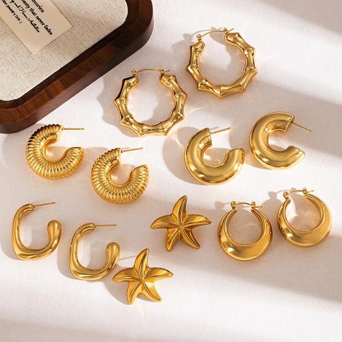 Boucle d'oreille de gaujon en acier inoxydable, Acier inoxydable 304, Placage, bijoux de mode & styles différents pour le choix & pour femme, doré, Vendu par paire