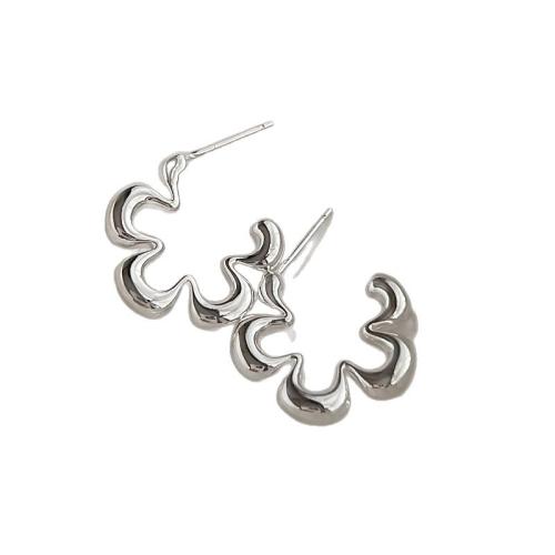 Goujon Laiton, Placage, bijoux de mode, argent, protéger l'environnement, sans nickel, plomb et cadmium, 23x24mm, Vendu par paire