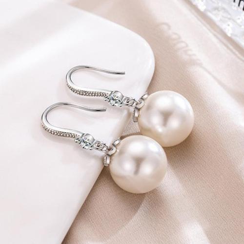 Mosaz pokles náunice, s Plastové Pearl, módní šperky & s drahokamu, smíšené barvy, nikl, olovo a kadmium zdarma, 10x26mm, Prodáno By Pair