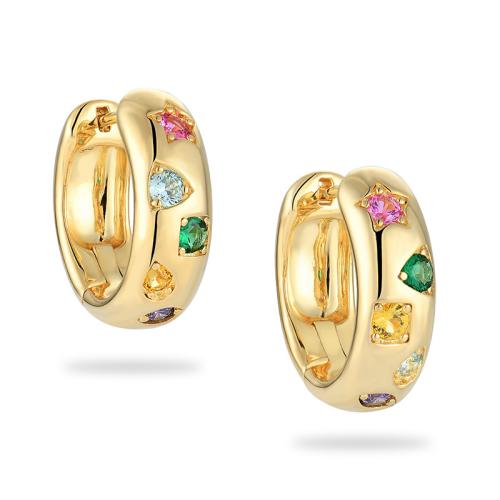 Boucles d'oreilles en laiton zircon cubique pavent, Placage, bijoux de mode & pavé de micro zircon, plus de couleurs à choisir, protéger l'environnement, sans nickel, plomb et cadmium, 16.70x17.90mm, Vendu par paire
