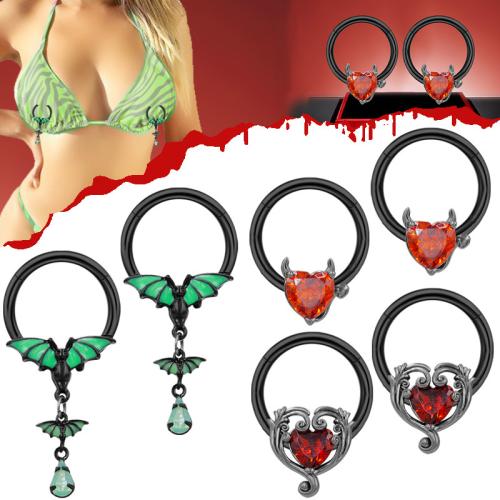 304 Stainless Steel bradavky kroužek, s Zinek, á, unisex & různé styly pro výběr & s drahokamu, Prodáno By PC