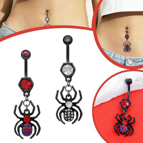 Messing Bauchnabelpiercing, Spinne, plattiert, Design für Halloween & unisex & mit Strass, keine, verkauft von PC