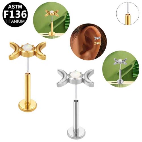 Titanlegering piercing örhänge, med Mässing, plated, Unisex & olika stilar för val & micro bana cubic zirconia, Säljs av PC