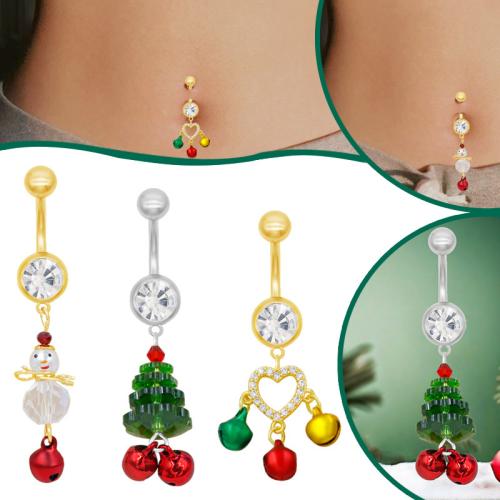 Zink Alloy belly ring, plated, Jul Design & Unisex & olika stilar för val & med strass, Säljs av PC