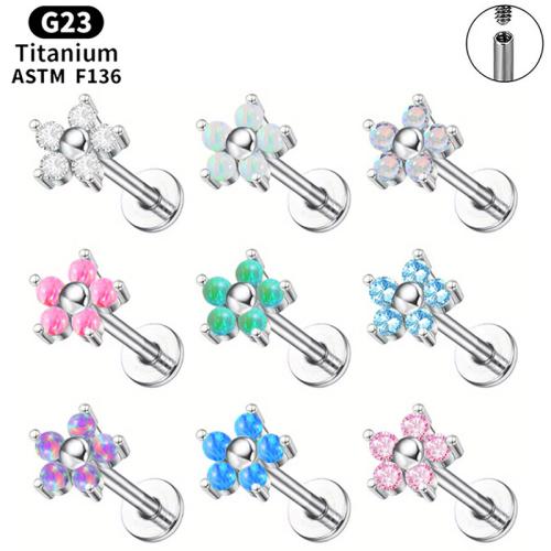 Titanlegering med Kopparlegering, Blomma, polerad, Unisex & olika storlek för val & micro bana cubic zirconia, fler färger för val, Säljs av PC