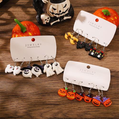 Zinc Alloy Drop Earring with Resin gold color plated Halloween Design Sold By PC