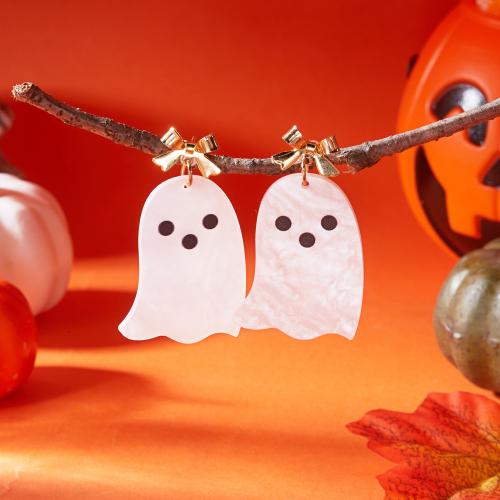 Acrylic Drop Earring with Zinc Alloy gold color plated Halloween Design Sold By Pair