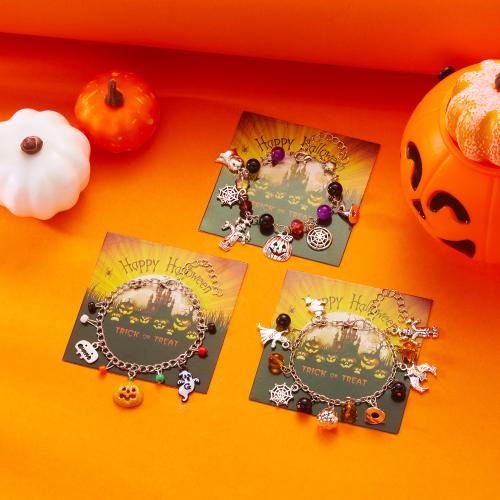 Bransoletka Halloween, Stop cynku, ze Szkło, Platerowane w kolorze złota, Halloween Design, dostępnych więcej kolorów, sprzedane przez PC