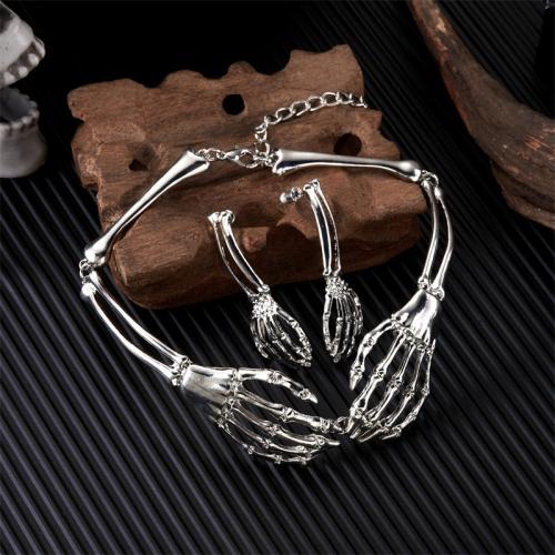 Zinklegierung Mode Schmuckset, Ohrring & Halskette, goldfarben plattiert, Design für Halloween, keine, verkauft von setzen