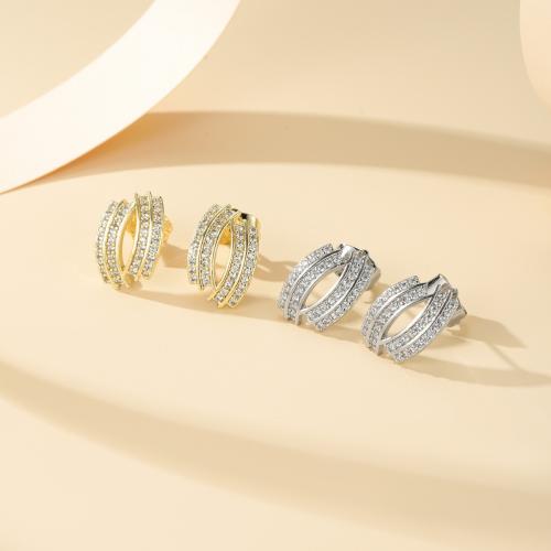 Boucles d'oreilles en laiton zircon cubique pavent, Placage, bijoux de mode & pavé de micro zircon, plus de couleurs à choisir, protéger l'environnement, sans nickel, plomb et cadmium, 70x50x10mm, Vendu par paire