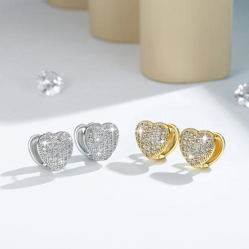 Boucles d'oreilles en laiton zircon cubique pavent, Placage, bijoux de mode & pavé de micro zircon, plus de couleurs à choisir, protéger l'environnement, sans nickel, plomb et cadmium, Vendu par paire
