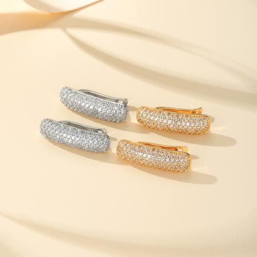 Boucles d'oreilles en laiton zircon cubique pavent, Placage, bijoux de mode & pavé de micro zircon, plus de couleurs à choisir, protéger l'environnement, sans nickel, plomb et cadmium, Vendu par paire