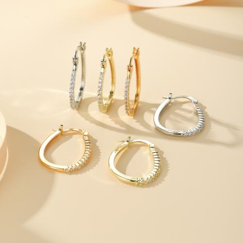 Boucles d'oreilles en laiton zircon cubique pavent, Placage, bijoux de mode & pavé de micro zircon, plus de couleurs à choisir, protéger l'environnement, sans nickel, plomb et cadmium, Vendu par paire