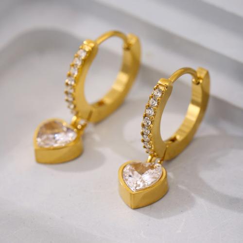 Huggie Hoop Drop Ohrringe, 304 Edelstahl, 18K vergoldet, verschiedene Stile für Wahl & Micro pave Zirkonia & für Frau, verkauft von Paar