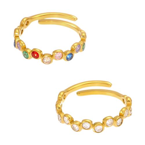 Cubic Zirconia nerezové prst prsten, 304 Stainless Steel, á, módní šperky & micro vydláždit kubické zirkony & pro ženy, více barev na výběr, Velikost:7, Prodáno By Pair