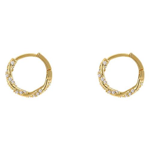 Boucles d'oreilles en laiton zircon cubique pavent, Placage, bijoux de mode & pavé de micro zircon, plus de couleurs à choisir, protéger l'environnement, sans nickel, plomb et cadmium, 14.20x13.50mm, Vendu par paire