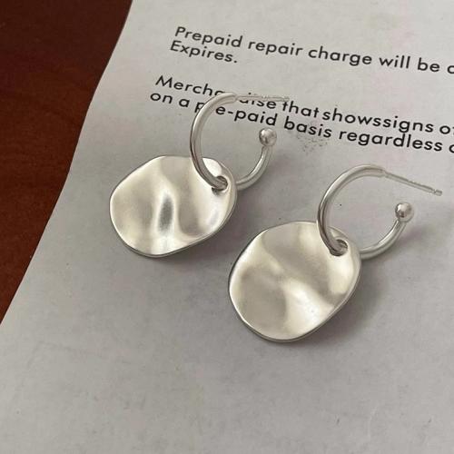 Boucles d'oreilles pendantes en laiton, Placage, bijoux de mode, argent, 16x17mm, Vendu par paire