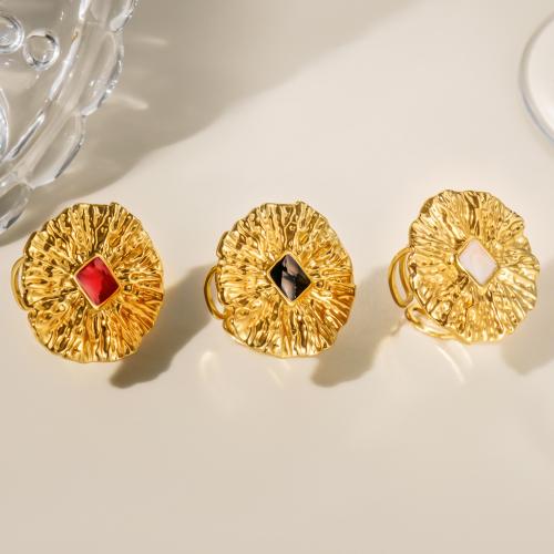 Smalt z nerezové oceli prst prsten, 304 Stainless Steel, pro ženy & dutý, zlatý, Prodáno By PC