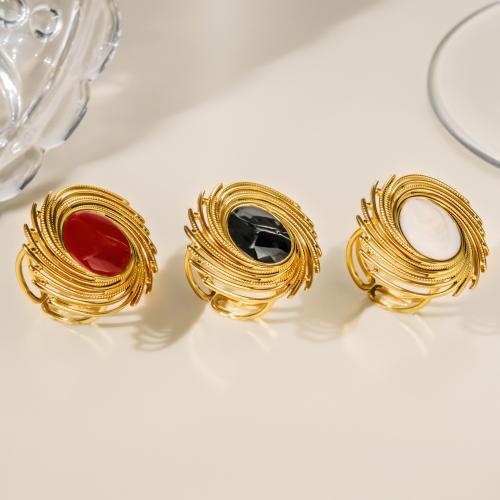 Smalt z nerezové oceli prst prsten, 304 Stainless Steel, pro ženy & dutý, zlatý, Prodáno By PC