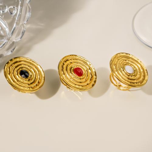 Smalt z nerezové oceli prst prsten, 304 Stainless Steel, 18K pozlacené, pro ženy & dutý, zlatý, Prodáno By PC