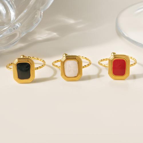 Smalt z nerezové oceli prst prsten, 304 Stainless Steel, módní šperky & pro ženy, zlatý, Prodáno By PC