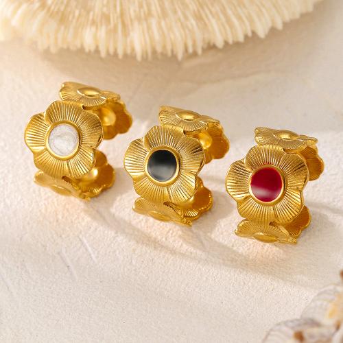 Smalt z nerezové oceli prst prsten, 304 Stainless Steel, Květina, módní šperky & pro ženy, více barev na výběr, Prodáno By PC