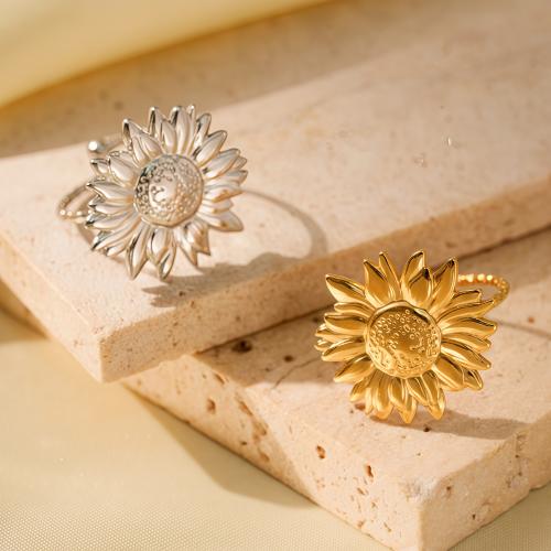 Ring Finger ze stali nierdzewnej, Stal nierdzewna 304, stokrotka, Powlekane, biżuteria moda & dla kobiety, dostępnych więcej kolorów, sprzedane przez PC