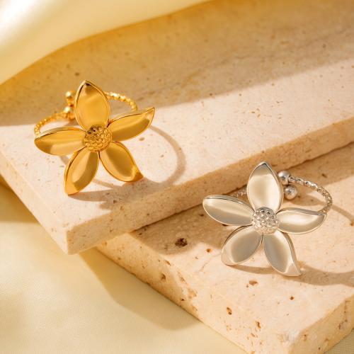 Ring Finger ze stali nierdzewnej, Stal nierdzewna 304, Kwiat, biżuteria moda & dla kobiety, dostępnych więcej kolorów, sprzedane przez PC