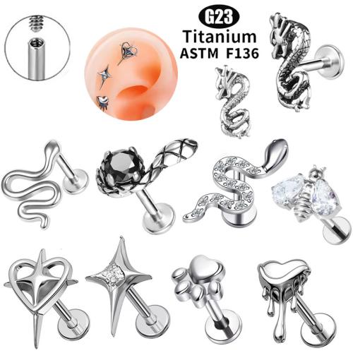 Titanlegering piercing örhänge, med Kopparlegering, Unisex & olika storlek för val & olika stilar för val & micro bana cubic zirconia, Säljs av PC