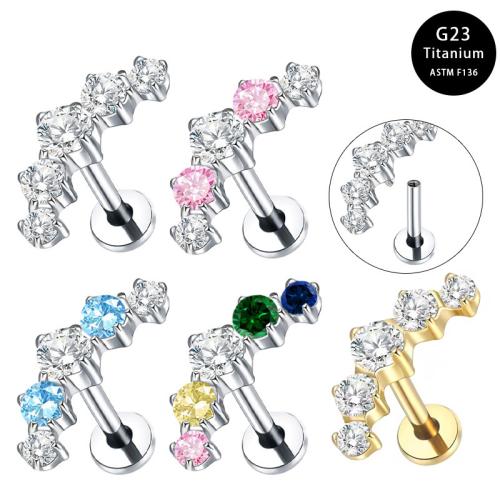 Titanlegering piercing örhänge, med Mässing, plated, Unisex & olika storlek för val & micro bana cubic zirconia, fler färger för val, Säljs av PC