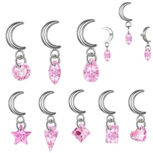 304 rostfritt stål med Mässing, polerad, DIY & olika stilar för val & med cubic zirconia, finding thread diameter 0.9mm, Säljs av PC