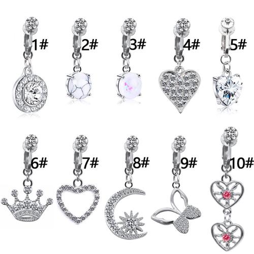 Titanlegering belly ring, plated, Unisex & olika stilar för val & micro bana cubic zirconia, belly ring length 30-50mm, Säljs av PC