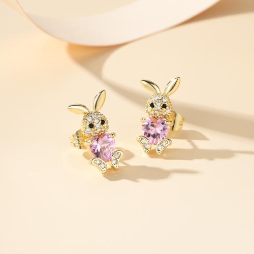 Boucles d'oreilles en laiton zircon cubique pavent, Placage, bijoux de mode & pavé de micro zircon, plus de couleurs à choisir, protéger l'environnement, sans nickel, plomb et cadmium, Vendu par paire