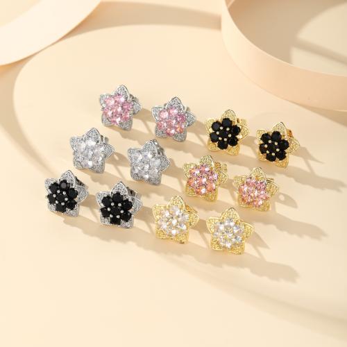 Boucles d'oreilles en laiton zircon cubique pavent, Placage, bijoux de mode & pavé de micro zircon, plus de couleurs à choisir, protéger l'environnement, sans nickel, plomb et cadmium, Vendu par paire