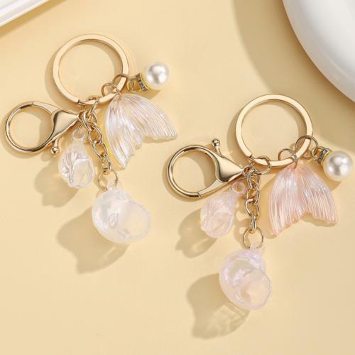 Llaveros, aleación de zinc, con Perlas de plástico ABS & resina, chapado en color dorado, Joyería, más colores para la opción, Vendido por UD