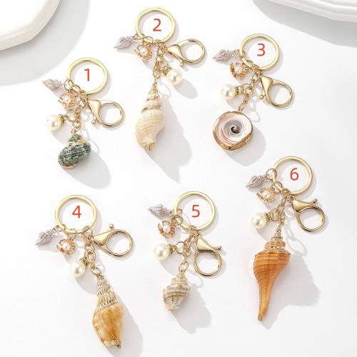 Llaveros, aleación de zinc, con Nácar, chapado en color dorado, Joyería, más colores para la opción, Vendido por UD