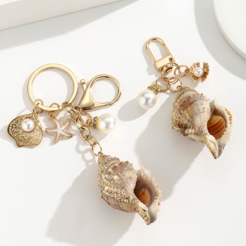 Llaveros, aleación de zinc, con Perlas de plástico ABS & Nácar, chapado en color dorado, Joyería, más colores para la opción, Vendido por UD
