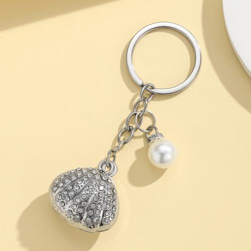 Llaveros, aleación de zinc, con Perlas de plástico ABS, chapado en color dorado, Joyería & con diamantes de imitación, más colores para la opción, Vendido por UD