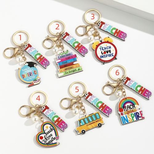 Llaveros, aleación de zinc, con madera & Perlas plásticas, chapado en color dorado, Joyería, más colores para la opción, Vendido por UD