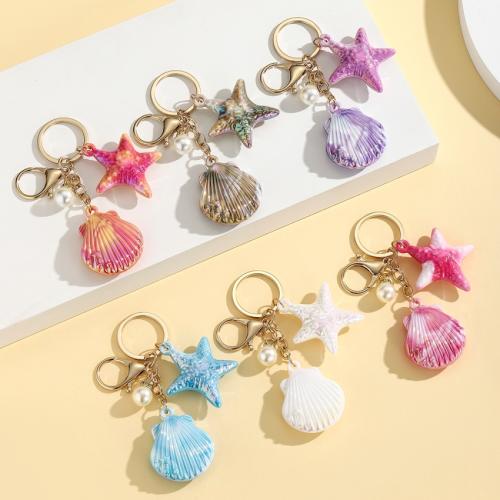 Llaveros, aleación de zinc, con Perlas de plástico ABS & resina, chapado en color dorado, Joyería, más colores para la opción, Vendido por UD