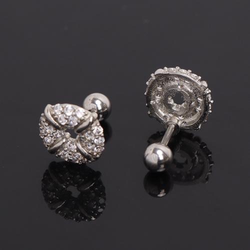 Zink Alloy Stud Earring, guldfärg pläterade, mode smycken & micro bana cubic zirconia, silver, Säljs av PC