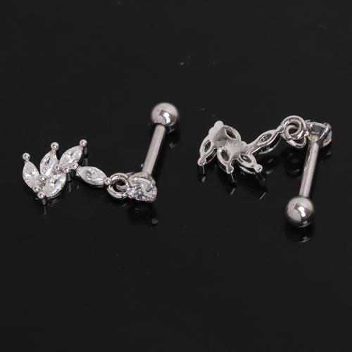 Stainless Steel Ear Piercing Jewelry 304 Stainless Steel gold color plated fashion jewelry & micro pave cubic zirconia Sold By PC