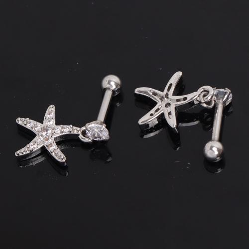 Stainless Steel Ear Piercing Jewelry 304 Stainless Steel gold color plated fashion jewelry & with rhinestone silver color Sold By PC