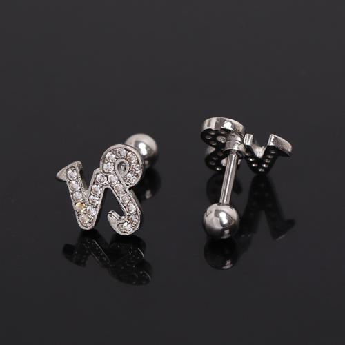 Stainless Steel Ear Piercing Jewelry 304 Stainless Steel gold color plated fashion jewelry & with rhinestone silver color Sold By PC