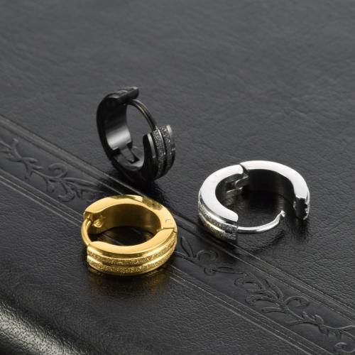 Acier titane Huggie Anneau d'oreille, Placage de couleur d'or, bijoux de mode & givré, plus de couleurs à choisir, 14x14x4mm, Vendu par PC
