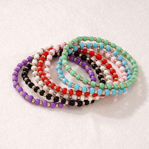 Bracelet de perles de verre, avec alliage de zinc, Placage de couleur d'or, bijoux de mode, plus de couleurs à choisir, Vendu par PC
