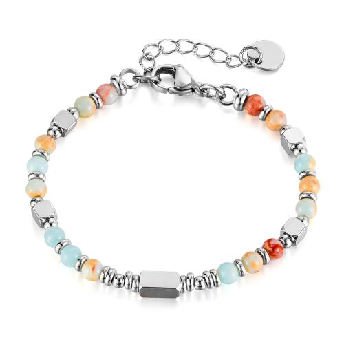 Bracelets de pierres précieuses, Acier inoxydable 304, avec Pierre naturelle, poli, bijoux de mode & différents matériaux pour le choix & pour femme, couleur originale, Vendu par PC